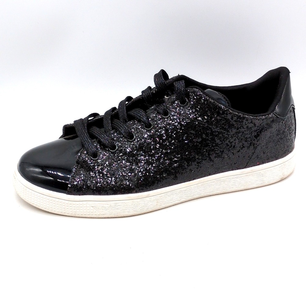 Lucky Step Sneakers Womens Black 11 Glitter Walking Shoes Platform Glamour